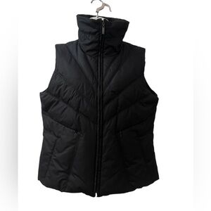 Lulu Bravo Black Down Puffer Vest Feather filled with High Collar, Women’s Large